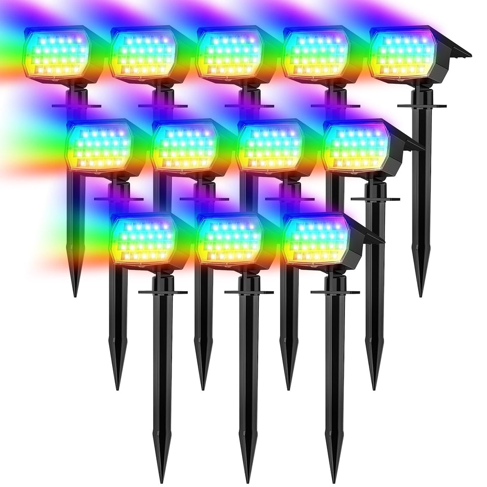 WENATY color-changing solar spot lights front view for vibrant pathway lighting