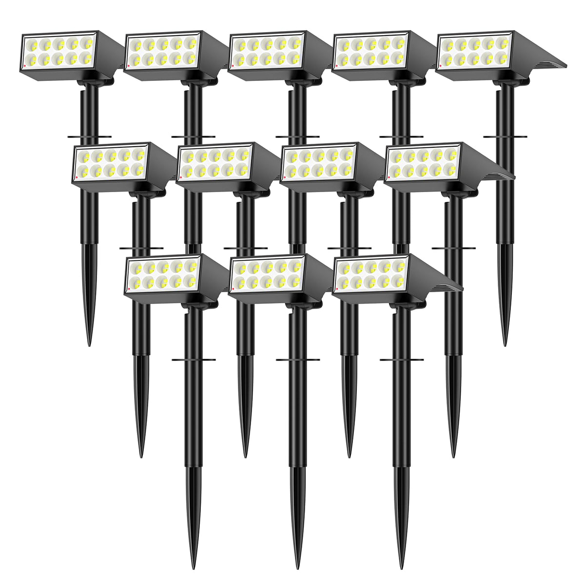 WENATY solar spot lights panel view highlights efficient charging and extended outdoor lighting