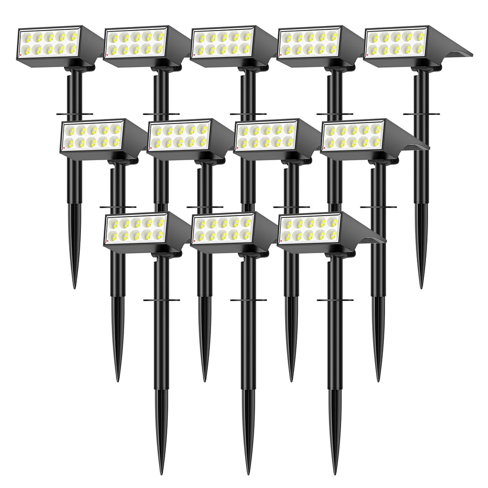 WENATY solar spot lights panel view highlights efficient charging and extended outdoor lighting