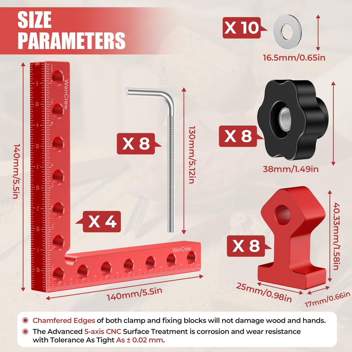 WenCrew clamp kit contents for woodworking include storage case, gloves, and manuals.