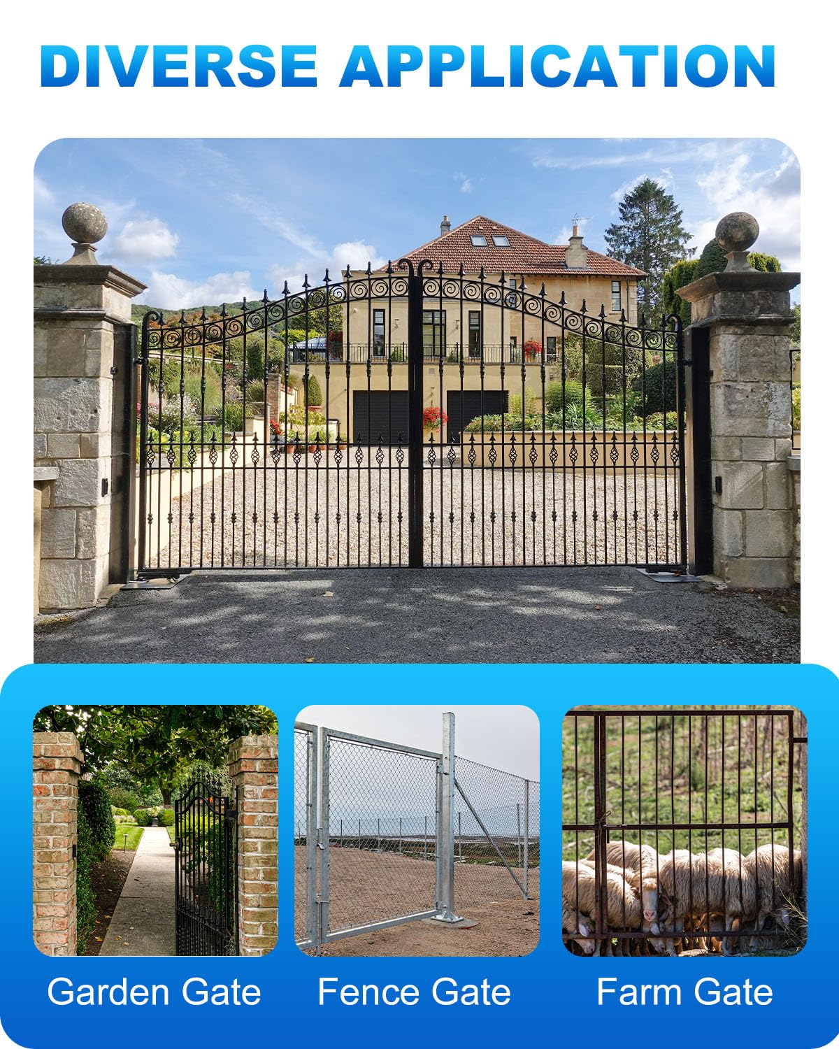 WENHUALI secure-fit gate hinges provide reliable support for fences and gates.