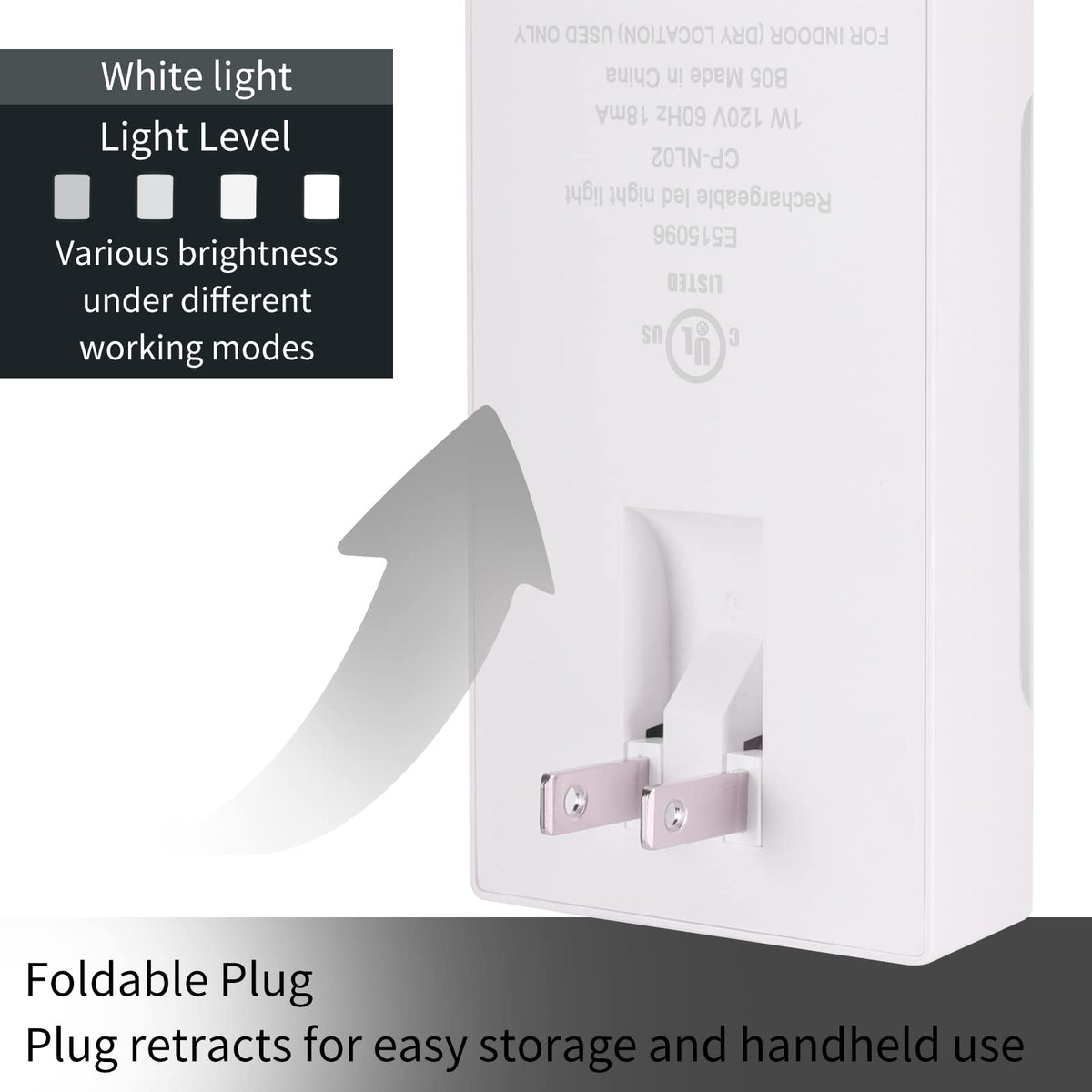Wennyn 4-in-1 LED night light plugged into wall for constant charging