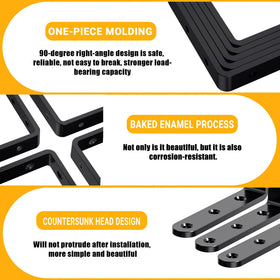 Cast iron WENQUIT brackets in black for durable joint support.