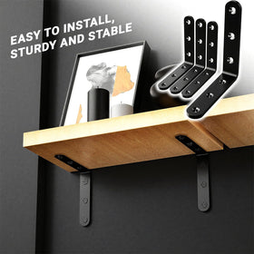 Wood shelf reinforcement brackets by WENQUIT for wobble resistance.