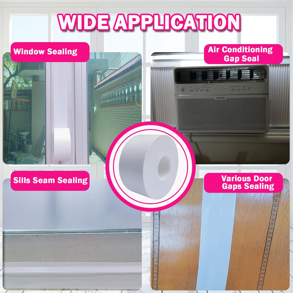 WENSSKKU tape cut to fit door gaps for energy-friendly seals.