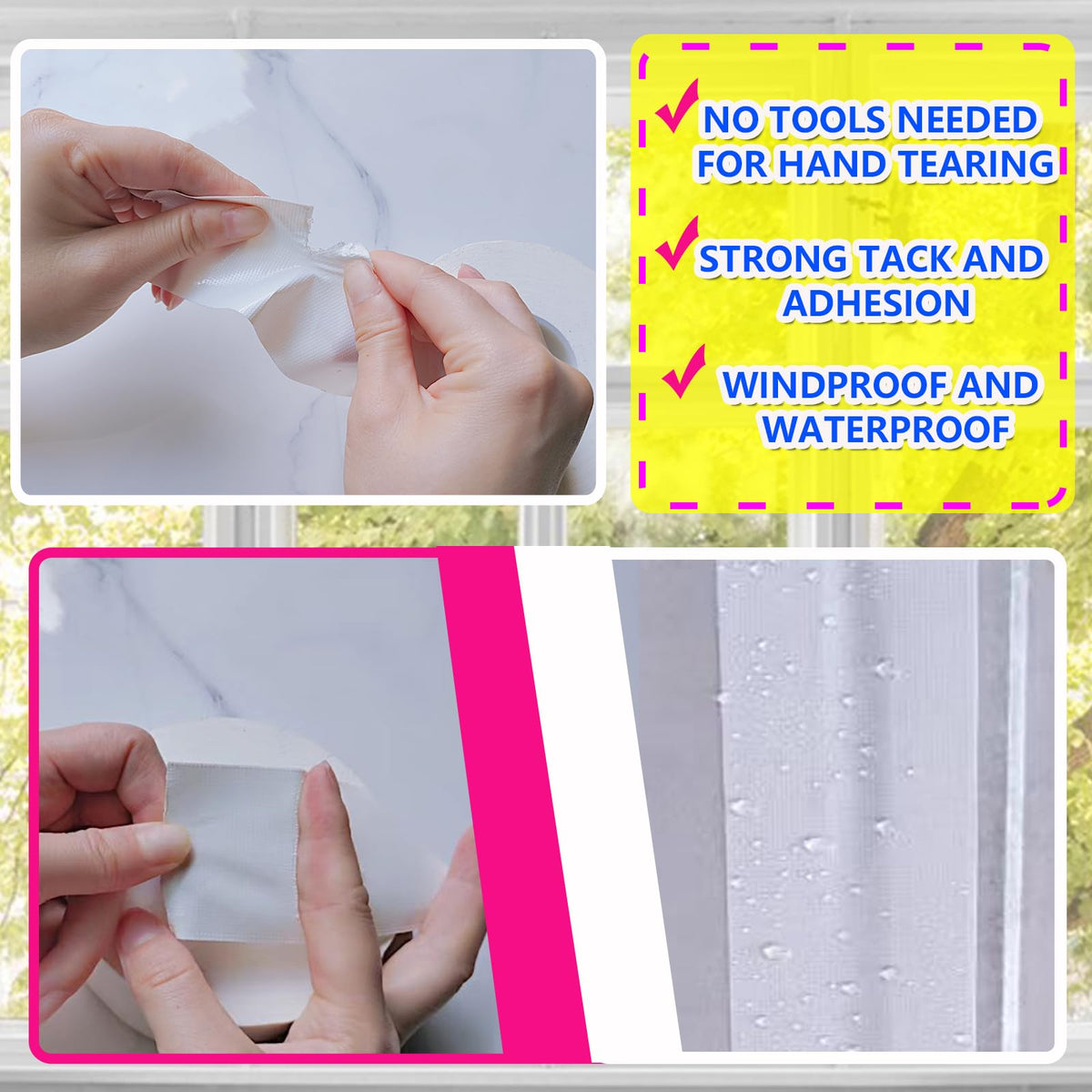 WENSSKKU tape endures extreme temperatures and UV exposure for durability.
