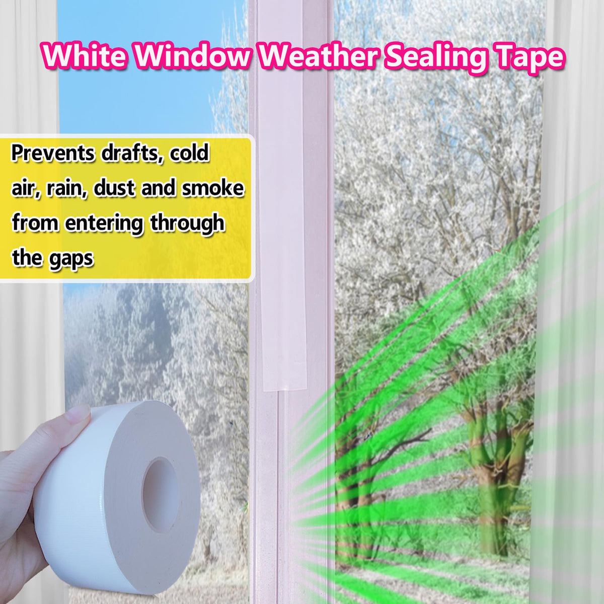 WENSSKKU weather sealing tape prevents dust and rain from window gaps.