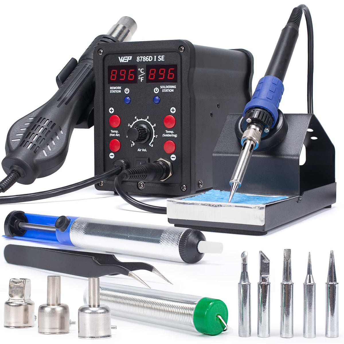 WEP 8786D-I-SE hot air station front view for precise rework control