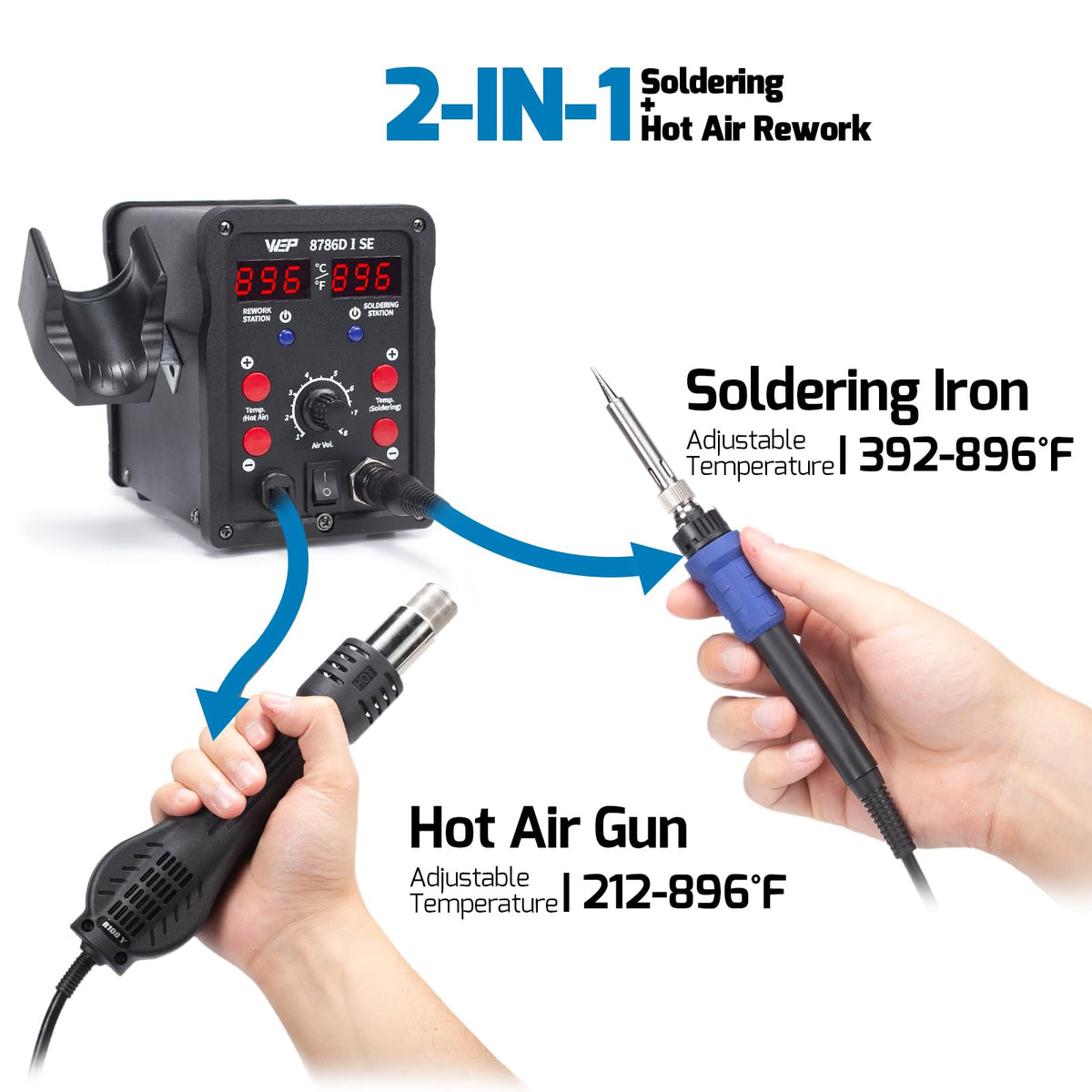 WEP 8786D-I-SE temperature readout display helps monitor soldering with confidence