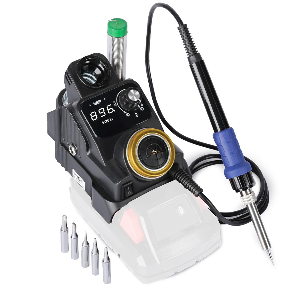 WEP 937D-I solder station front view with integrated stand for quick access
