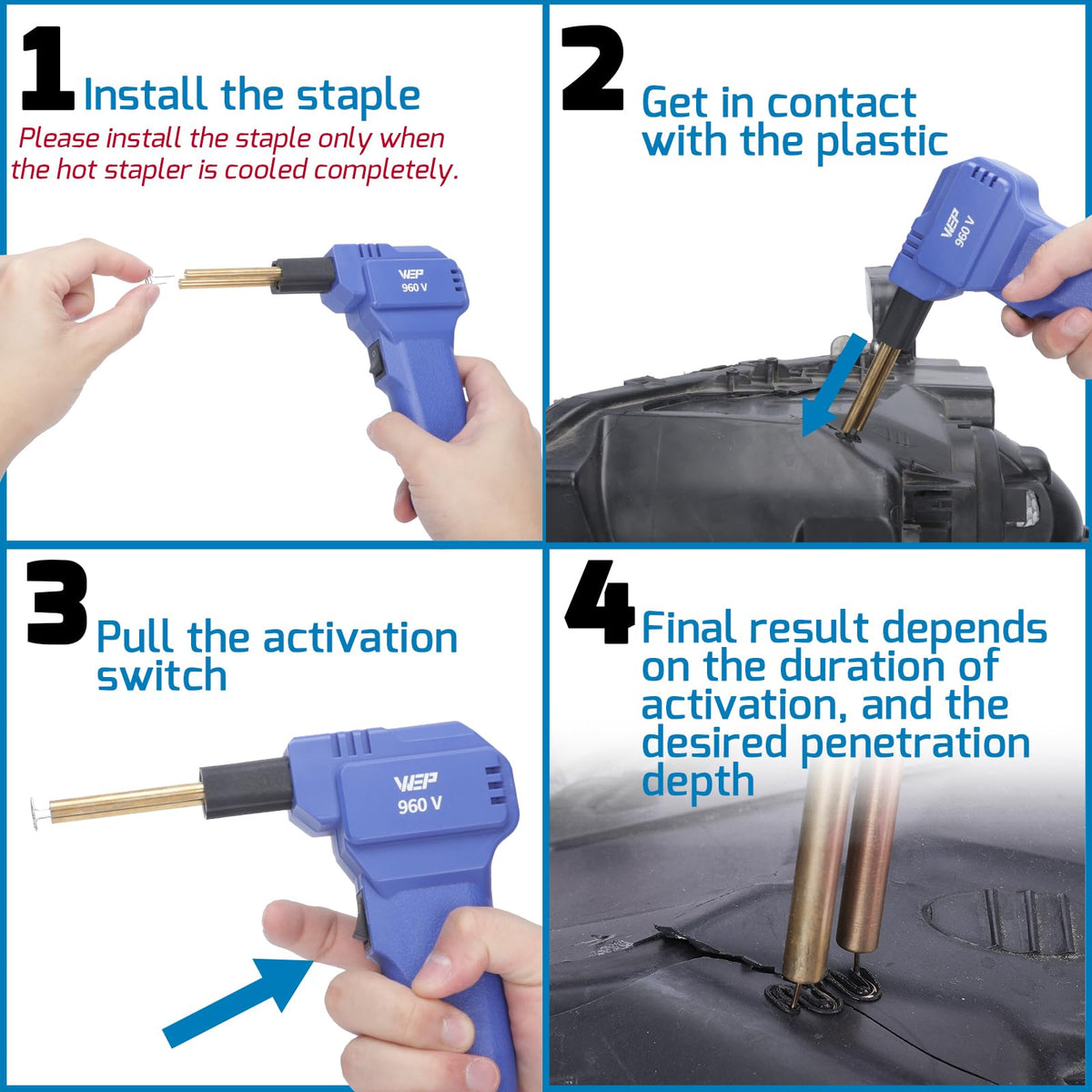 WEP 960-V 200 hot staples pack for fast ABS plastic repairs.