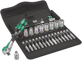Wera 8100 Zyklop 28-piece set with 1/4-inch drive for versatile metric tasks.