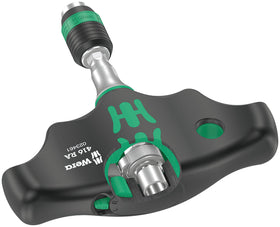 Wera 05023461001 ratchet-handle screwdriver with integrated mechanism for easier turning.