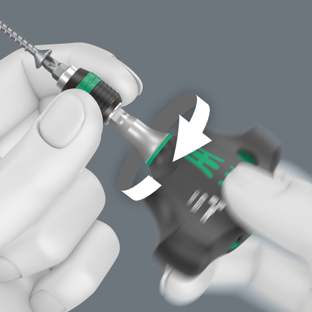 Wera 1-4 external hex bit holder compatible with DIN ISO standards.