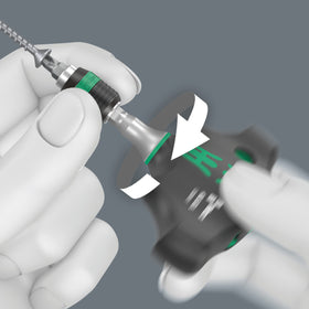 Wera 1-4 external hex bit holder compatible with DIN ISO standards.