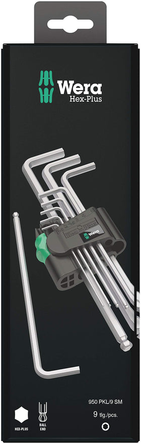 Wera 950 PKL9 Hex-Plus L-Key set in clamshell for quick, precise engagement.