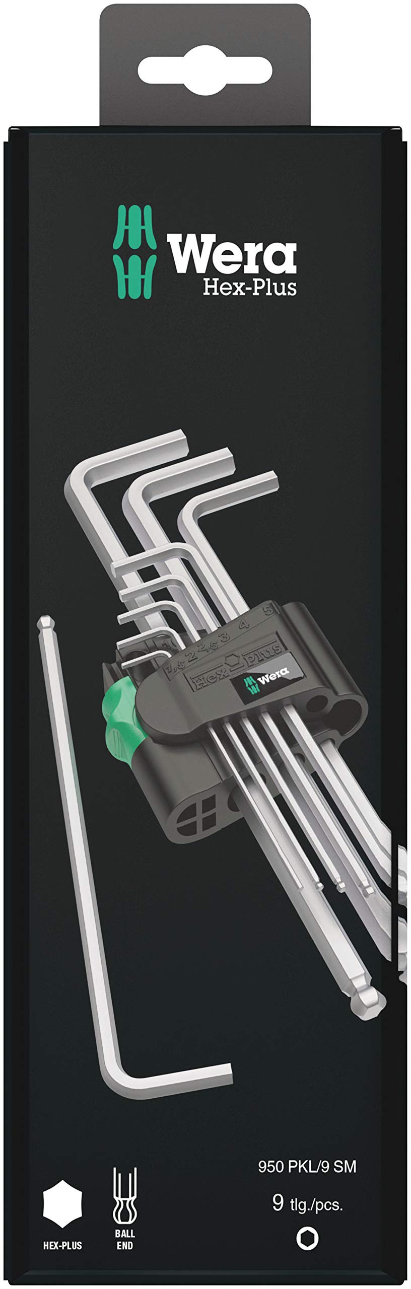 Wera 950 PKL9 Hex-Plus L-Key set in clamshell for quick, precise engagement.