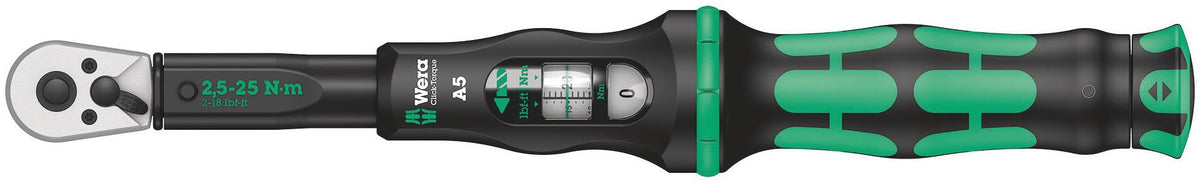 Wera Click-Torque A 5 dial close-up shows precise scale and lock-in
