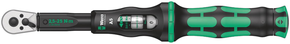 Wera Click-Torque A 5 dial close-up shows precise scale and lock-in