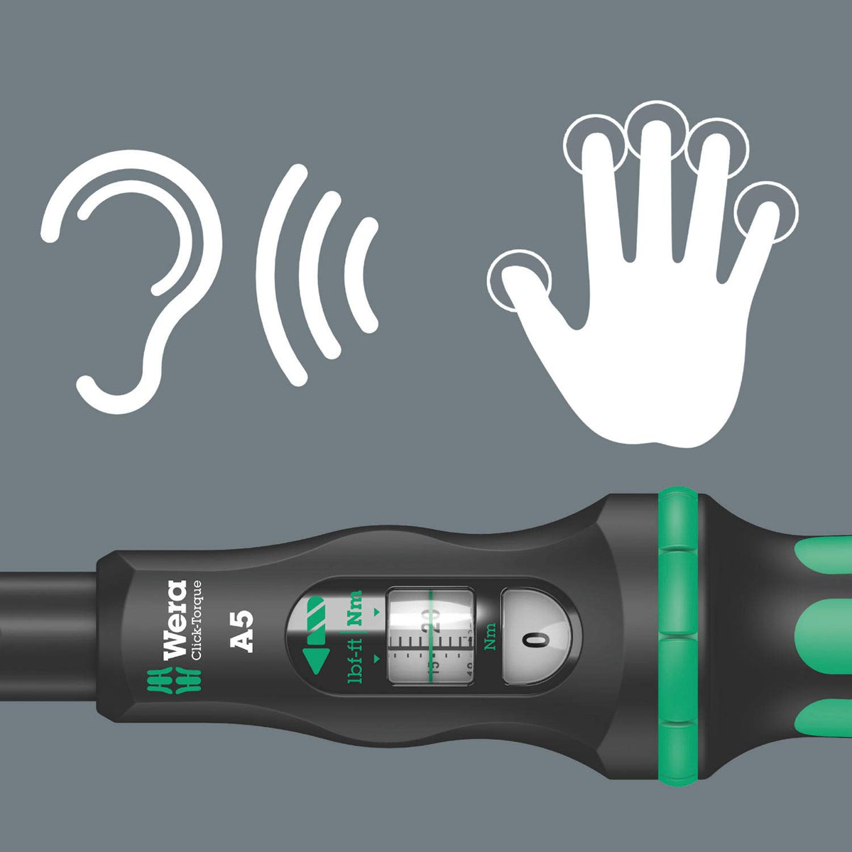 Wera Click-Torque A 5 reversible ratchet with 45 teeth in action for smooth engagement