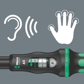 Wera Click-Torque A 5 reversible ratchet with 45 teeth in action for smooth engagement
