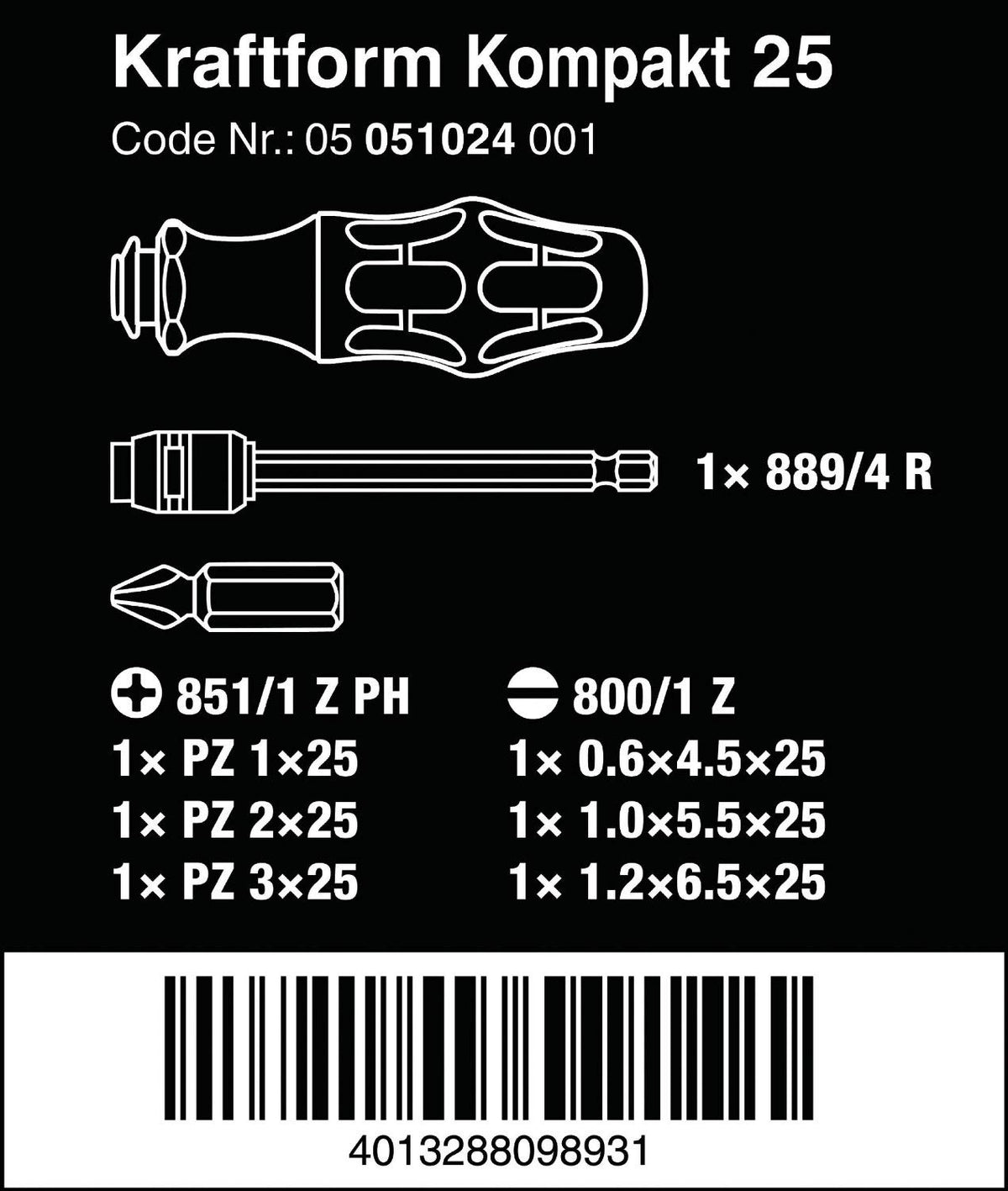 Wera KK25 bayonet blade extended for tight spots.