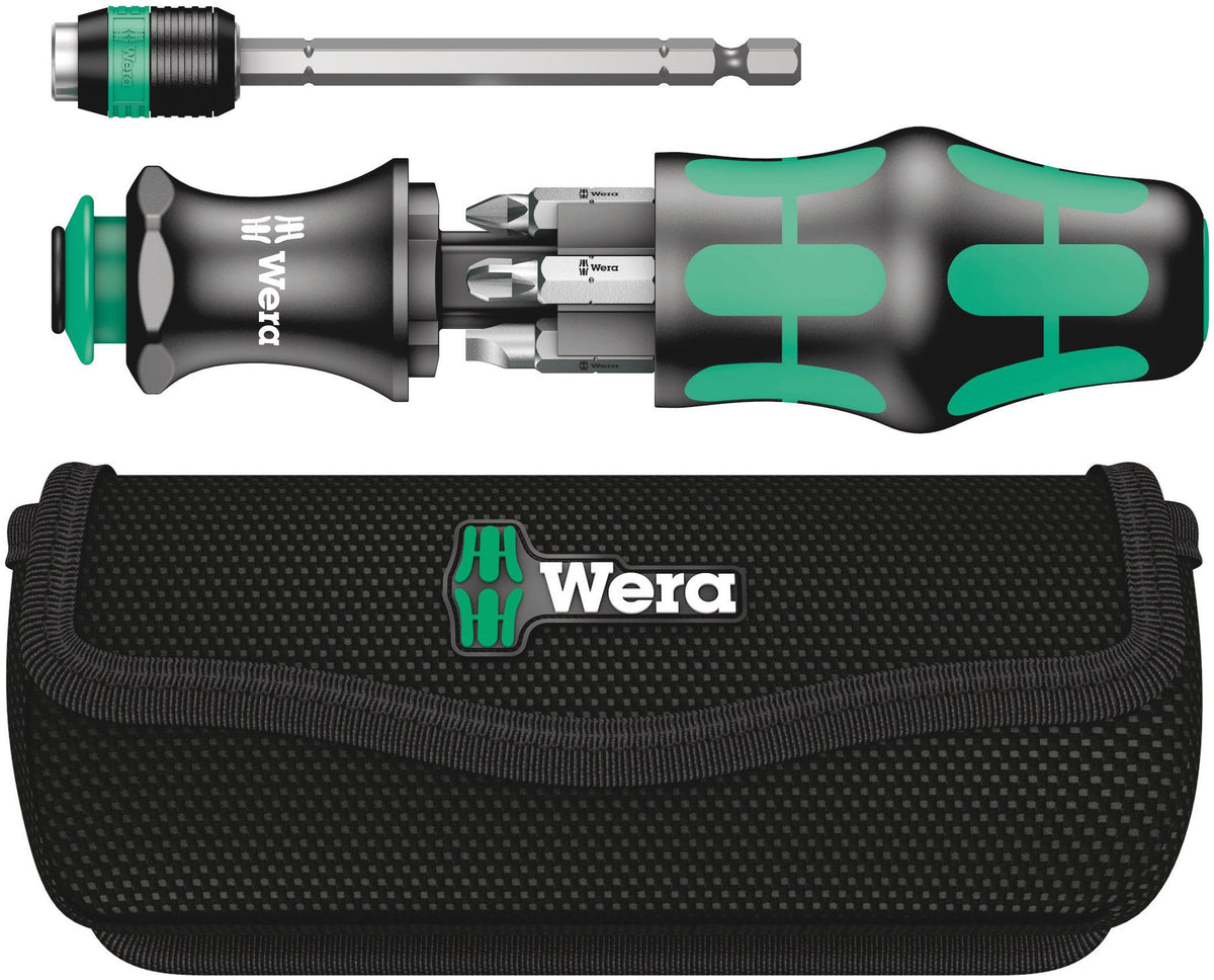 Wera KK25 replacement-type driver bit set with integrated storage for quick access.