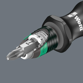 Wera KK25 two-position bayonet blade retracts for compact storage.