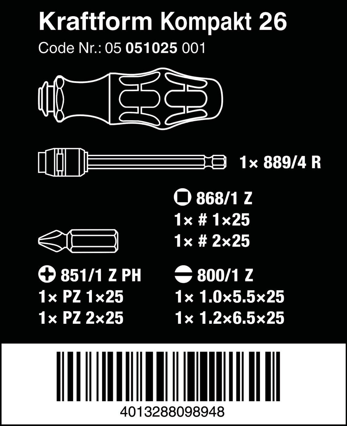 Wera KK26 bayonet blade retracted for compact storage.