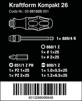 Wera KK26 bayonet blade retracted for compact storage.