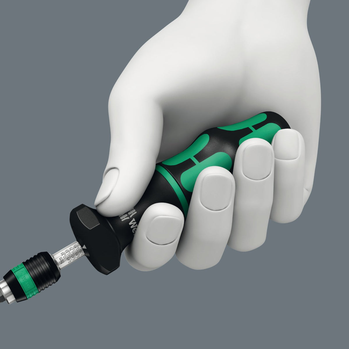 Wera Kraftform 7445 torque scale shows 2.5–11.5 in-lbs for accuracy