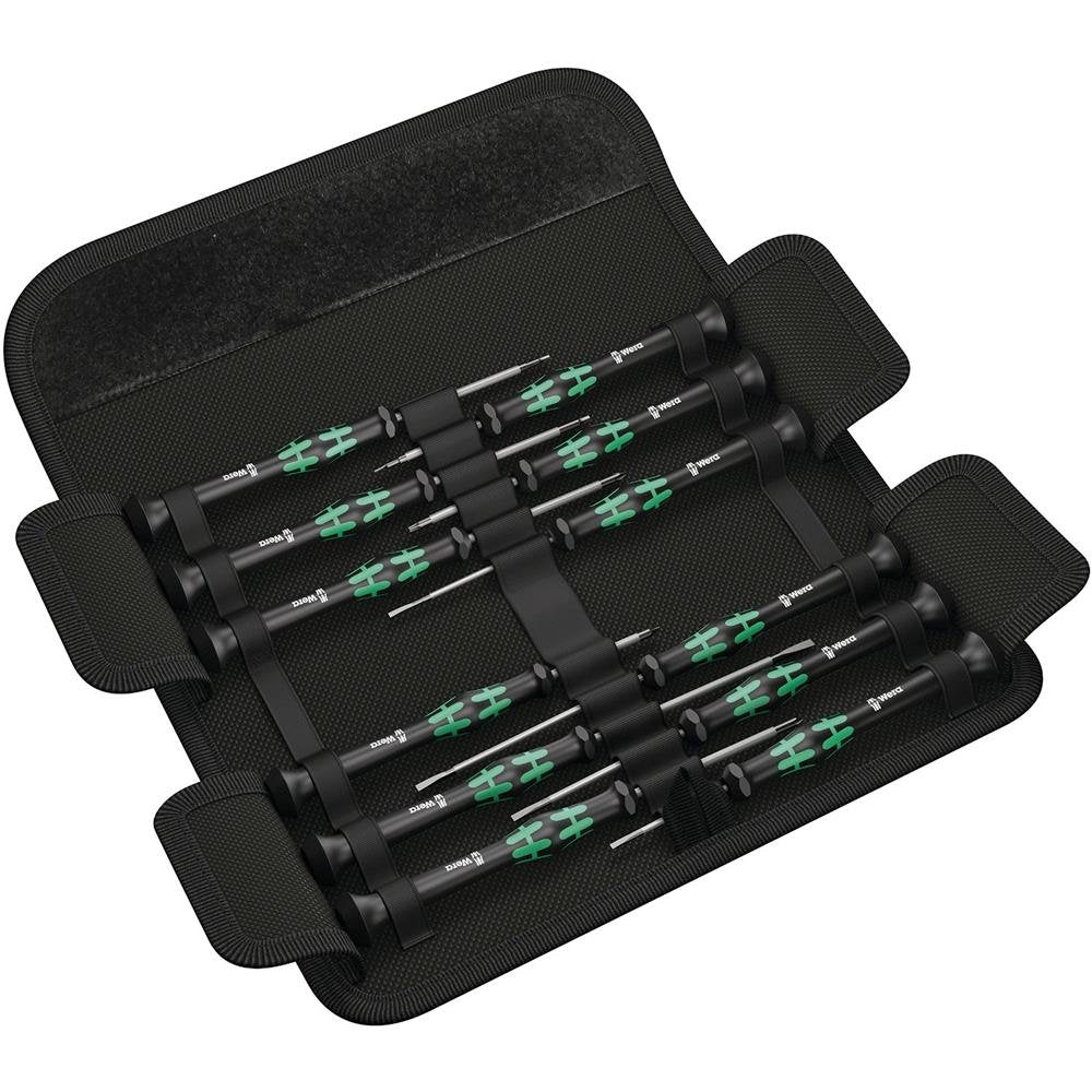 Wera Kraftform Micro Set 12-SB-1 screwdrivers in a robust belt pouch for precision work