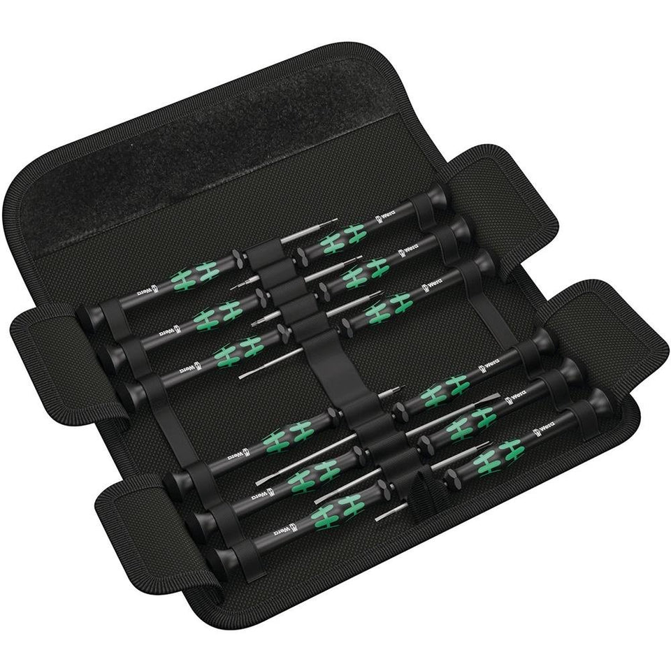 Wera Kraftform Micro Set 12-SB-1 screwdrivers in a robust belt pouch for precision work