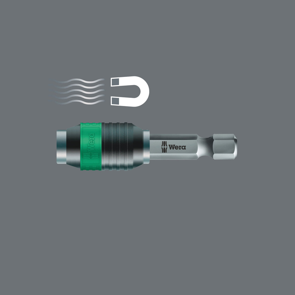 Wera Rapidaptor enables one-handed bit exchange for efficiency.