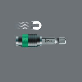 Wera Rapidaptor enables one-handed bit exchange for efficiency.