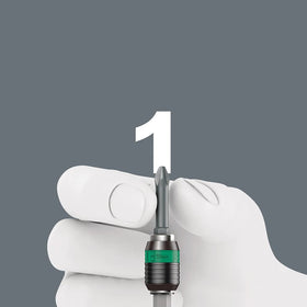Wera Rapidaptor press-in locking mechanism ensures quick, secure bit insertion.