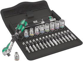 Wera 28-piece 1/4 in SAE ratchet set main image highlights compact imperial drive for small fasteners.