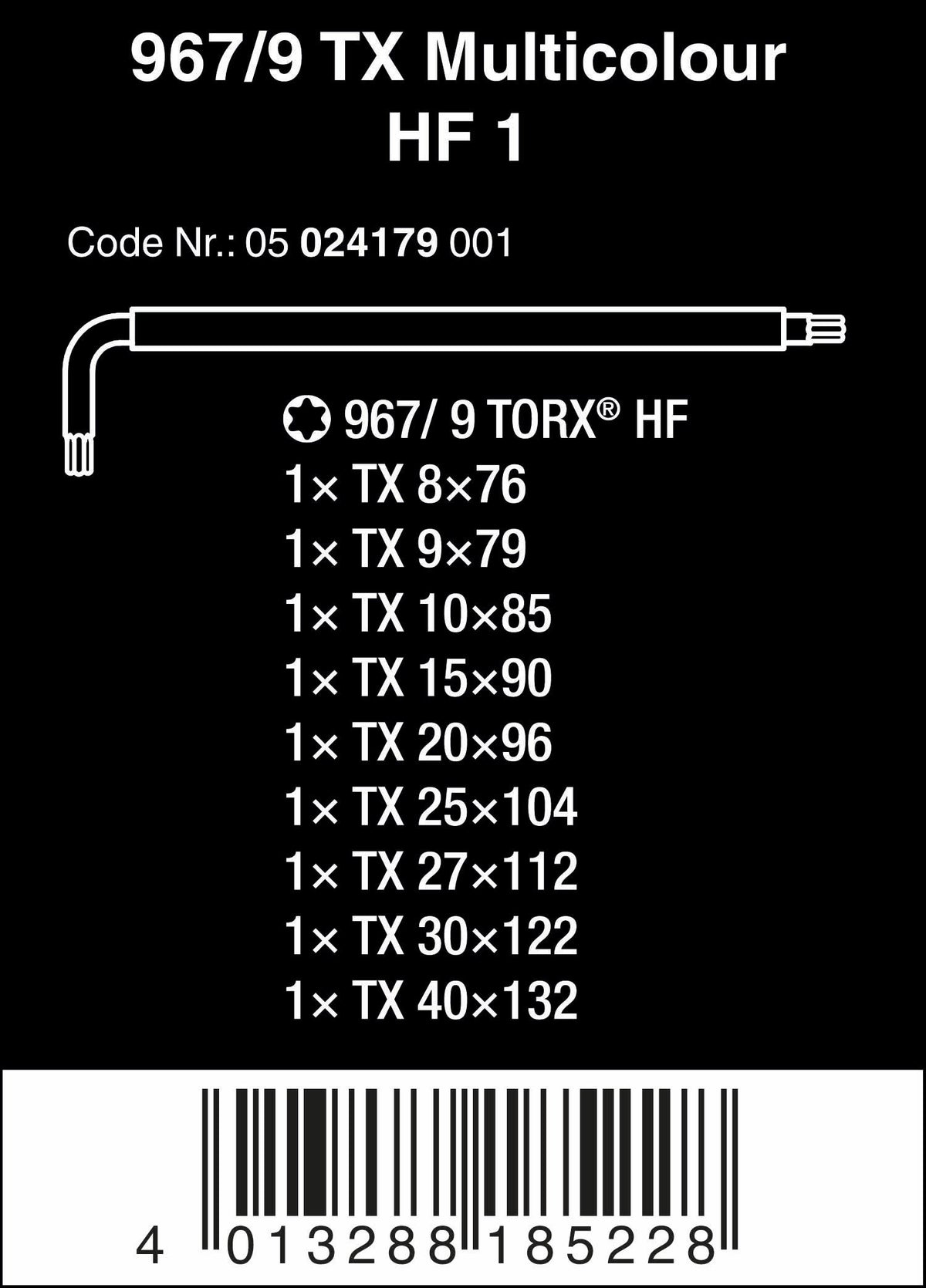 Wera Torx L-Key Set 967 SL/9 holding function stabilizes screws during setup