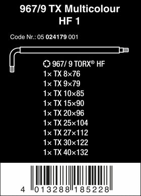 Wera Torx L-Key Set 967 SL/9 holding function stabilizes screws during setup