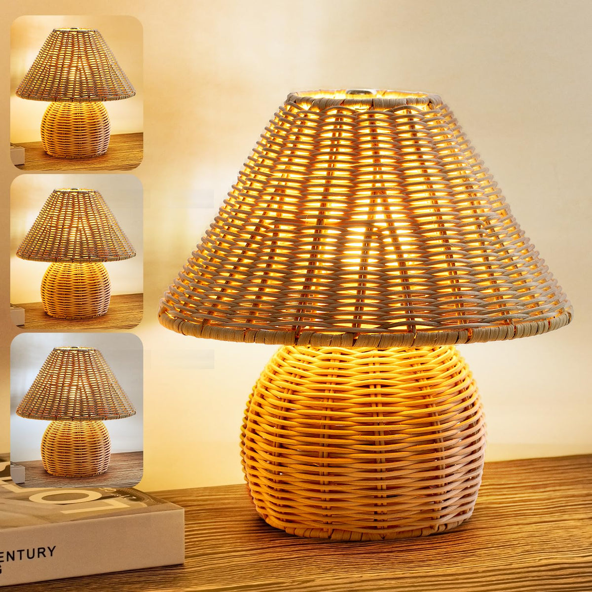 WERFOP bamboo table lamp front view shows artisan craftsmanship and cozy ambiance.