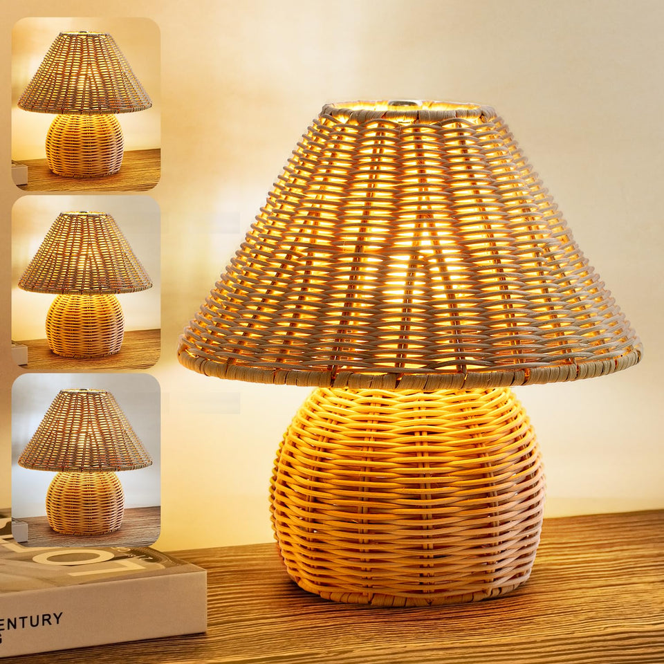 WERFOP bamboo table lamp front view shows artisan craftsmanship and cozy ambiance.