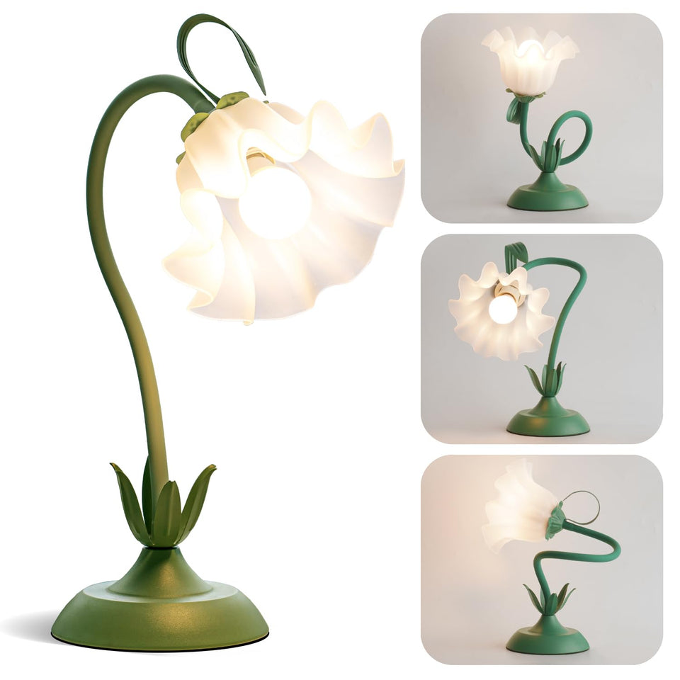 WERFOP Flower Table Lamp green side view highlights vintage charm for living spaces