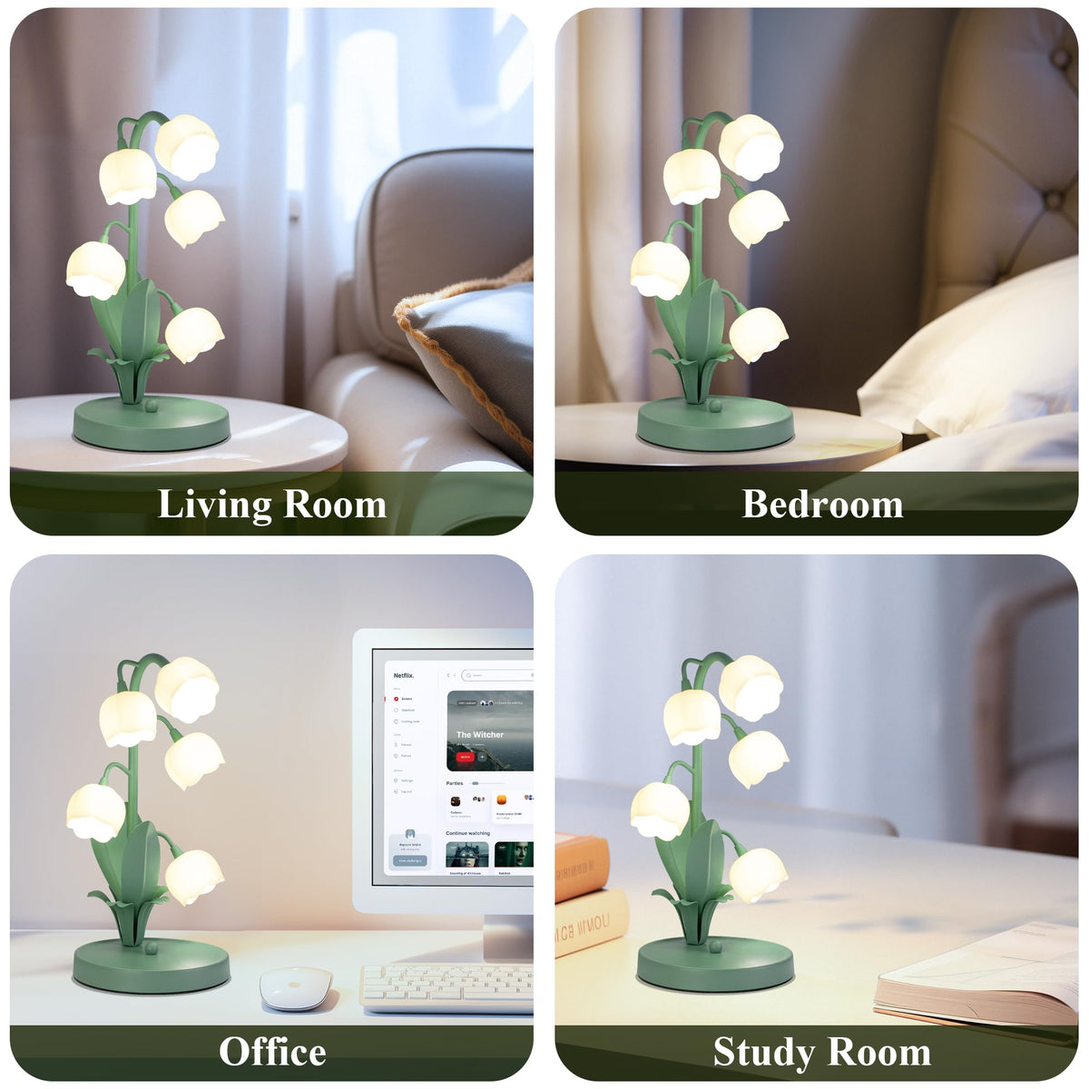 WERFOP Lily of the Valley lamp close-up shows intricate five-flower details.