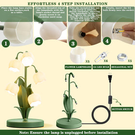 Werfop Lily of the Valley lamp installation step enabling easy setup.