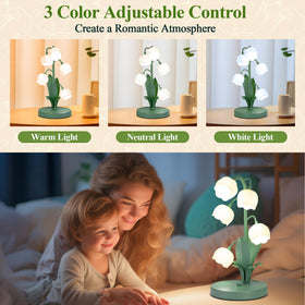 WERFOP Lily of the Valley lamp side view showcasing green shade and ambient glow.