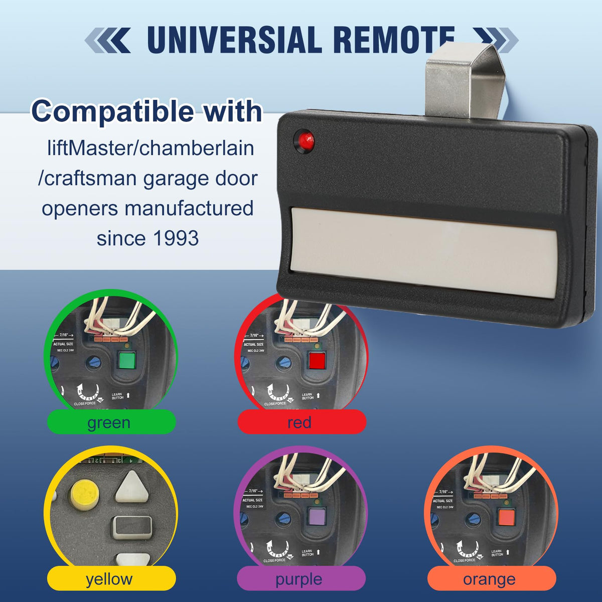Werhoo 371LM remote near a Learn Button color test for compatibility