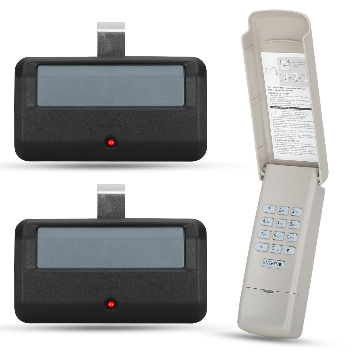 Werhoo 891LM remote with yellow learn button for quick garage access.