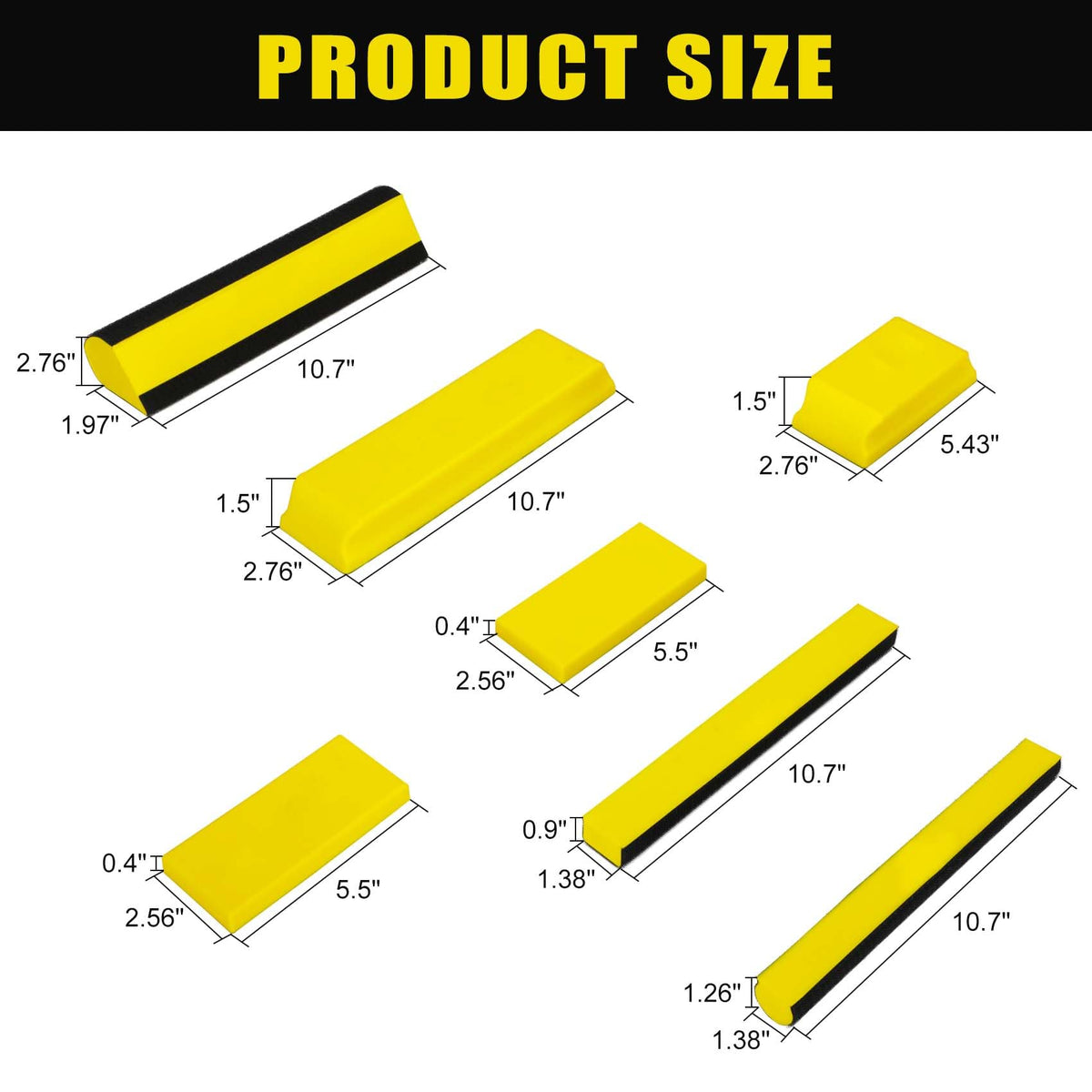 Werhoo auto body sanding blocks side angle showing varied shapes for tight spaces