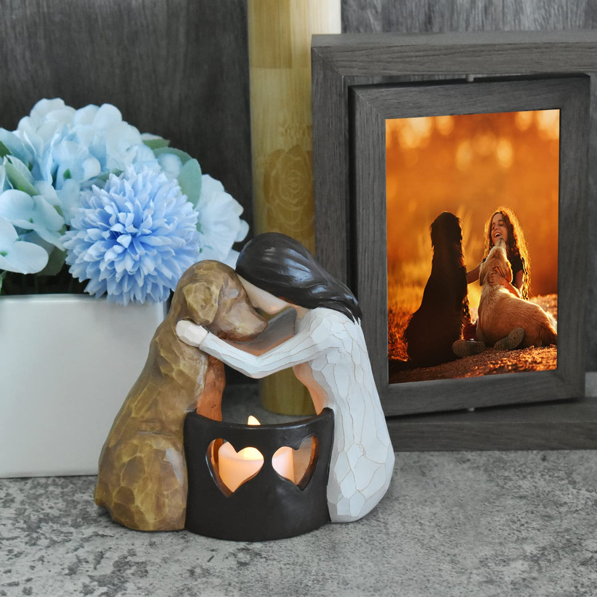 weslinkeji home decor dog memorial statue for shelf or mantel