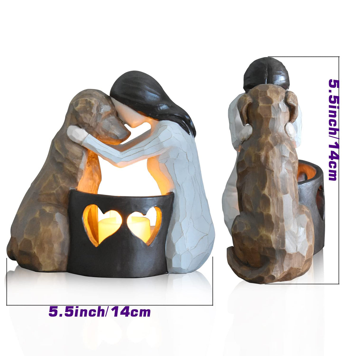 weslinkeji dog memorial candle holder with warm LED glow